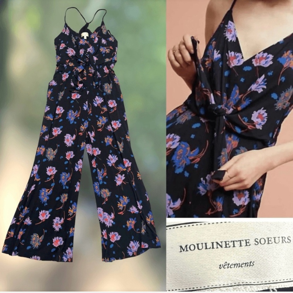 Moulinette Soeurs floral wide leg jumpsuit in size S